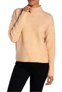 Magaschoni Sweater Women Small Tan‎ Knit Wool Blend Mock Neck Pullover