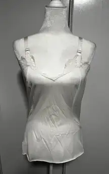 Vintage Dutchmaid White Lingerie Top Lace Trim Cami Sleeveless Size 32 Nylon‎