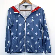 Eddie‎ Bauer Momentum Jacket Womens XS Full Zip Patriotic Stars Red White Blue