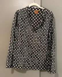 Tory Burch Stephanie tunic blouse square mirror sequin embellishments geometric