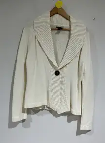 Womans Rafaella Ivory Long Sleeve One Button Cardigan Sweater Large
