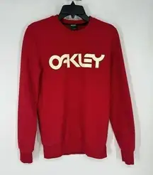 Oakley  Crewneck Pull Over Sweatshirt Spell Out Logo Custom Fit Solid Red