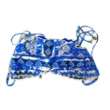 Becca Women's Apx Size Small Bikini Top Blue Tan Printed