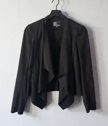 KUT From The Kloth Black Faux Suede Open Front Drape Jacket Size Small
