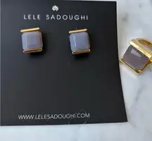 Lele Sadoughi Gray and Gold earrings ring  Jewelry Set