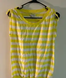 American Eagle Yellow Striped Ruched Shoulder Tank Top | Size Small | 2009
