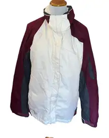 columbia sport women white burgundy red winter ski jacket xl5865 large STAINS‎