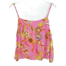 NWT  Floral Cropped Swing Tank Top Metallic Pink Size Medium M NEW