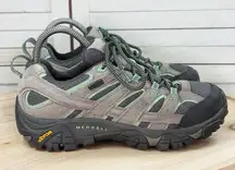 Merell Moab 2 Lace Up Hiking Shoes Grey Teal Womens Size 7