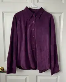 Hunt Club Genuine Leather Button Up Shaket Purple Long Sleeve Size XL