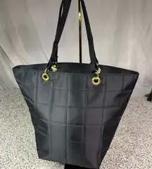 Jones New York Women's Black Quilted Tote Handbag Gold Hardware