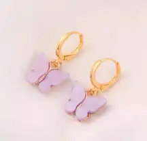 Purple Butterfly Dangle Earrings