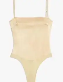 WeWoreWhat Strappy Satin Bodysuit in Vanilla