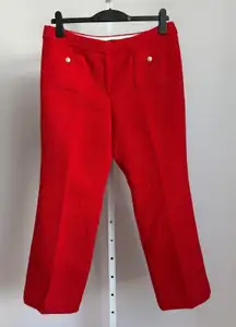 J. Crew Red Tweed Cropped Pants Gold Button Pockets sz 12 Luxury Mob Wife