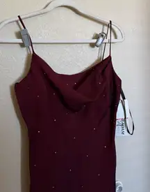 Vintage‎ 90s Betsy & Adams Beaded Prom Formal Gown Sz 8 Red Cowl Neck Whimsygoth