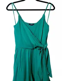 Women's Green Cami Wrap Short Front Tie Shorts Romper Size S🔴