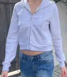 Brandy Melville Gray Crystal Cropped Hoodie