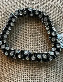 Ann Taylor Loft stretch bracelet gunmetal rhinestones NEW