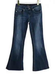 YMI Y2k Low Rise Flared Jeans Flare Leg Rhinestone Bling Size 1 Waist 24"