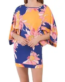 Trina Turk Blue Floral Breeze Swim Tunic Women's Bathing Suit Coverup Size Large