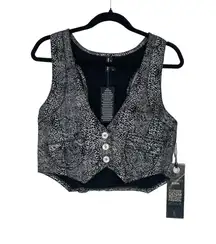 Highway Denim Jeans Womens Sleeveless‎ Racerback Tuxedo Snake Skin Vest Large