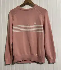 VTG K-Swiss L Pink Striped Sweater Crewneck Court Tenniscore 90s Aesthetic