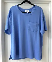 ANDREE BY UNIT Light Blue Short Sleeve Oversized Textured Tee, Size Large