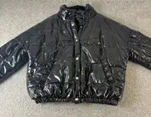 Wild‎ Fable Black Puffer Jacket Shiny Quilted Coat Womens Size L