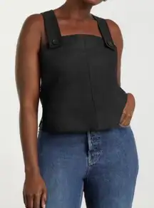 EVERLANE Black Button Apron 100% Linen Tank Size 6 Layer Fall Capsule Basic