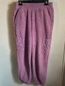 Hippie Rose Four Pocket Fuzzy Teddy Cargo Jogger Lounge Pants