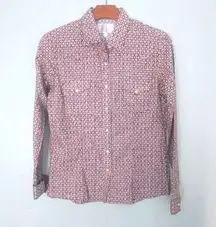 Panhandle S Western Pearl Snap Cowgirl Fitted Cotton Shirt in Pink Pattern