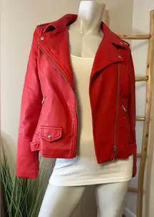 Philosophy Red Vegan Leather Moto Jacket Medium