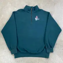 Vintage 90s Green Bird Quarter Zip Sweatshirt
