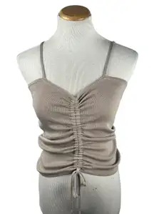 Versona Y2K Ruched Viscose Tan Simple Casual‎ Tank Top Medium