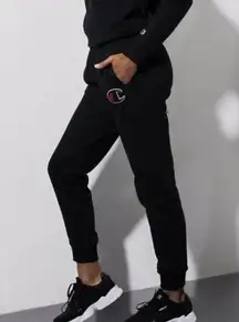 Champion Reverse Weave Black Big C Logo Joggers Large