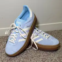 Adidas Gazelle Bold Platform Sneakers Cream White/Clear Sky Blue size 7.5