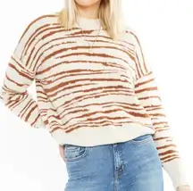 4Sienna Rebecca Zebra Print Sweater Top Brown Tan