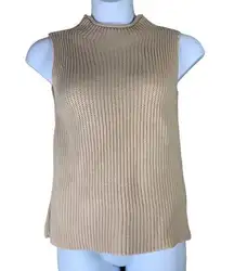 She + Sky Size Small Sweater Vest Cream Chunky Knit Pullover Side Slits Womens