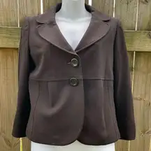 Y2K Ann Taylor Two button 3/4 sleeve peplum style dark brown/black blazer