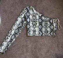 Snakeskin print off the shoulder top