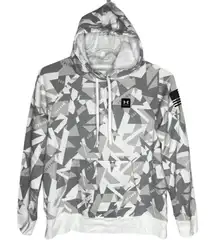Under Armour Shirt Womens Large White‎ Gray Freedom Rival Amp Hoodie Sweatshirt