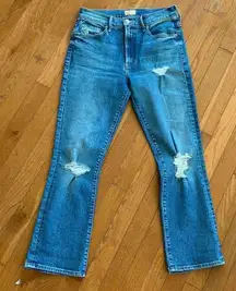 MOTHER THE INSIDER ANKLE DOOM & BLOOM HI RISE ANKLE FLARE BOOTCUT STRETCH DENIM