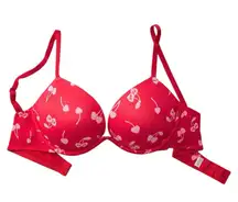 NWT PINK Victoria’s Secret Bra 34DD Red Cherry Wear Everywhere Super Push Up