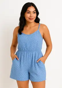 Women's Old Navy Blue & White Floral Romper Plus Size 2X