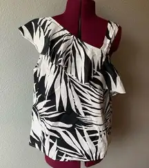 NWT Who what wear tank top sz M palm print black