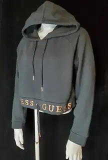 Guess Black & Gold Cropped Hoodie (L)