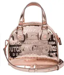 NEW! Von Dutch Rose Gold Mirror Reflective Bowling Bag Purse, $149 Retail