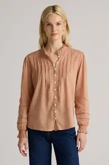 Quince Organic Textured Cotton Peasant Blouse