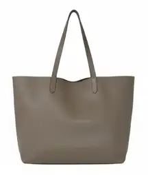 Cuyana Classic Structured Leather Tote Bag Pebbled Taupe Shoulder Work Bag