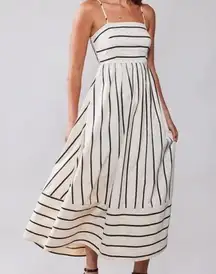 Brand New White & Navy Striped Sundress - Flattering Fit & Back Cut-Out